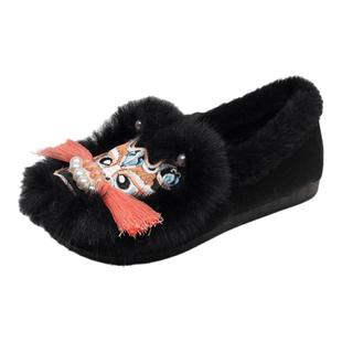 新中式虎头鞋成人绣花中国古风汉服民族风布鞋单鞋棉鞋平底拖鞋