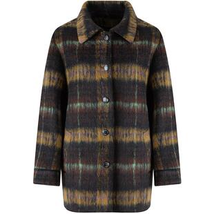 LAGOGO复古格子毛呢外套女拉谷谷冬季新款巴恩风含羊毛大衣