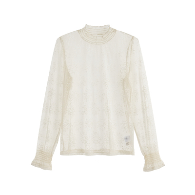 AZure法式复古蕾丝波点衬衫打底