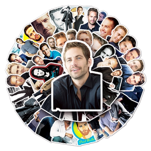 100张保罗·沃克贴纸Paul Walker欧美明星周边装饰行李箱笔记本电脑手机平板水杯相册日记pvc可移动防水贴画
