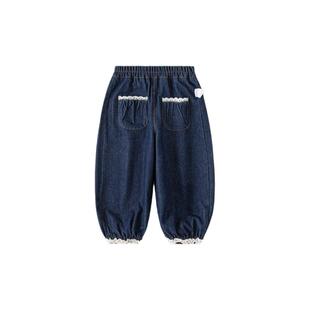 女童裤子加绒牛仔裤2025新款童装一体绒加厚儿童秋冬装女宝宝长裤