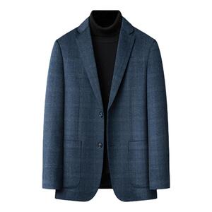 皮尔卡丹高端羊绒休闲西装男春秋款商务羊毛西服单西休闲毛呢外套