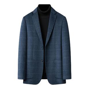 皮尔卡丹高端羊绒休闲西装男春秋款商务羊毛西服单西休闲毛呢外套