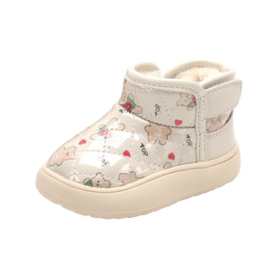 冬季女童雪地靴1到3岁小童加绒棉鞋宝宝鞋子儿童软底学步鞋