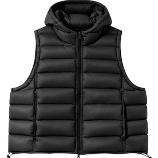 7AM10PM火山岩发热纱三星90白鸭绒马甲女 排骨连帽羽绒服背心外套