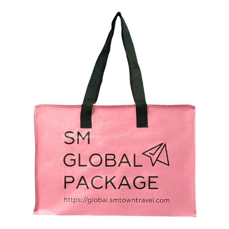 高品质环保编织袋韩国SM文化周边通勤防水旅行收纳多巴胺粉礼品袋