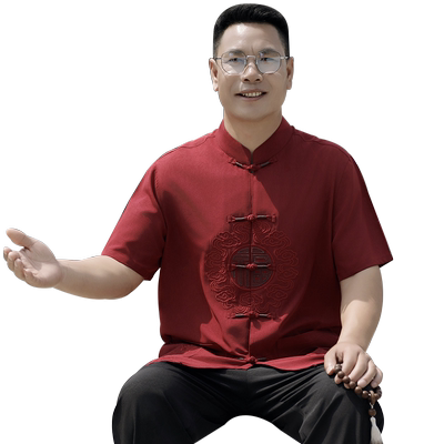 凉爽冰丝爸爸唐装夏季