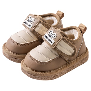 宝宝棉鞋加绒加厚冬季1一3岁婴儿雪地靴皮面女男童学步鞋软底鞋子