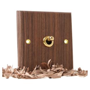 PIALT普田 灵动开关面板黑胡桃木黄铜拨杆自复位回弹凌动智能