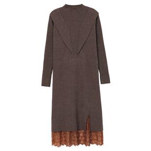 恒源祥妈妈春装针织连衣裙洋气休闲新款中老年女阔太太打底毛衣裙