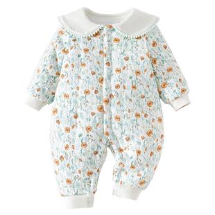 婴儿冬装夹棉连体衣宝宝棉衣秋冬衣服女宝棉服冬季a类爬服冬新款6