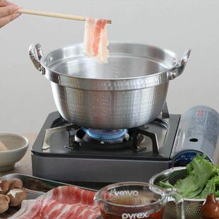 中尾制作所铝制双耳汤锅锤目纹煮面料理锅深型炖锅