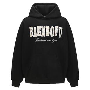 From Mars 沾沾自喜 国潮牌痞帅宽松套头设计感字母秋冬连帽卫衣