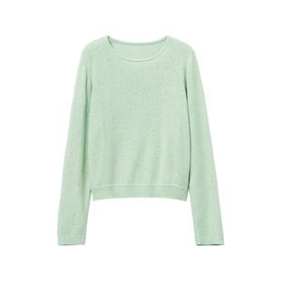 颜域长袖亮片高级感天丝毛衫女2026春季新款浅绿宽松针织衫上衣