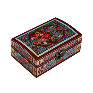 传统漆器铜丝镶嵌复古五金首饰盒平遥漆器盒龙凤妆奁结婚陪嫁送礼