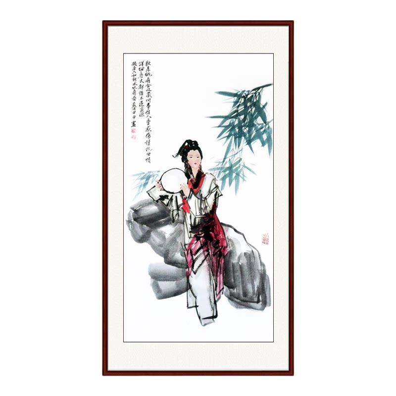 手绘国画山水画客厅办公室挂画壁画写意画装饰画仕女画傣族女孩像