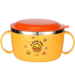 小黄鸭316不锈钢注水保温碗儿童餐具宝宝辅食碗婴儿专用食品级小