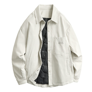 男士衬衫领按扣轻薄款羽绒服2025冬季潮流翻领极简白鸭绒保暖外套