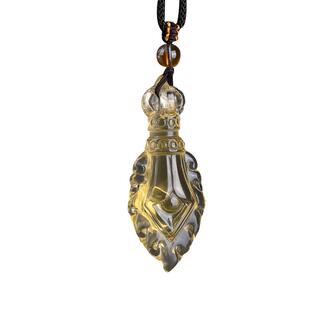 珍藏天然黄水晶文殊剑智慧剑吊坠密宗法器挂件男女项坠项链礼物