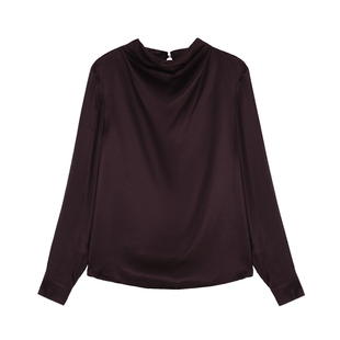 Maven Lin 奢雅智性 1OO醋酸荡领衬衫女宽松通勤垂坠感长袖衬衣