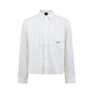 Remedy高智感休闲条纹长袖衬衫男女美式复古短宽版型cleanfit衬衣