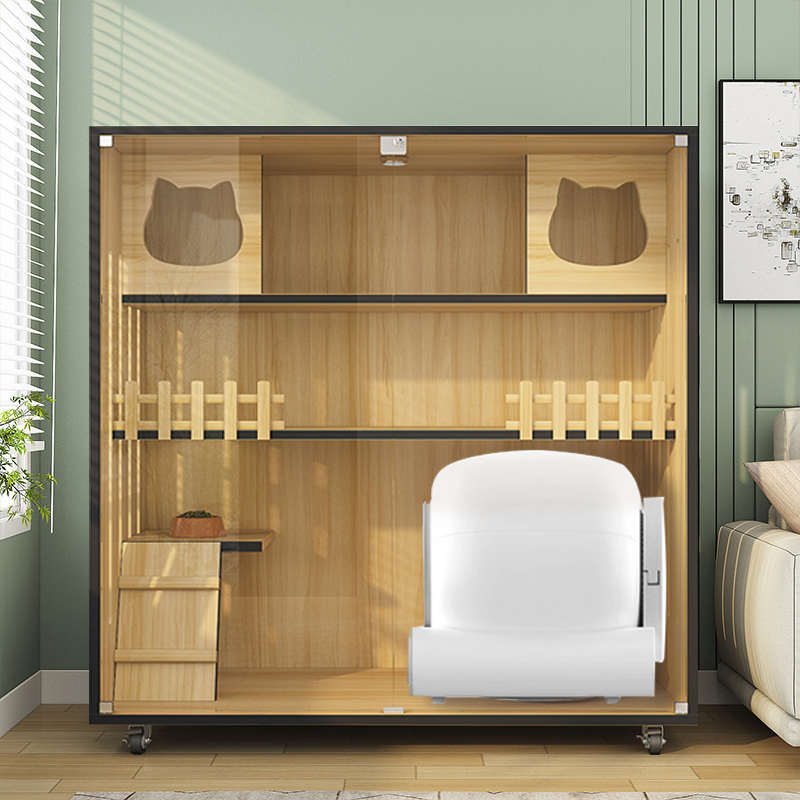 家用猫别墅可放自动猫砂盆猫窝猫笼子小佩超大猫咪房子双三层猫柜