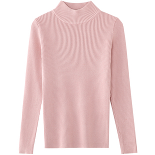 薄款打底衫女春秋新款纯色半高领毛衣百搭短款长袖针织衫修身紧身