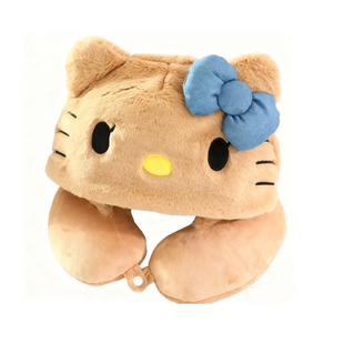 甜美可爱kitty猫u型枕头连帽飞机高铁出游护颈靠枕办公室休息枕头