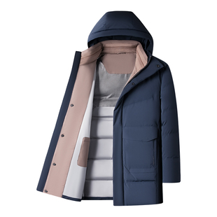 [高充鹅绒]梦特娇男士连帽羽绒服冬装商务夹克羽绒外套防寒保暖J