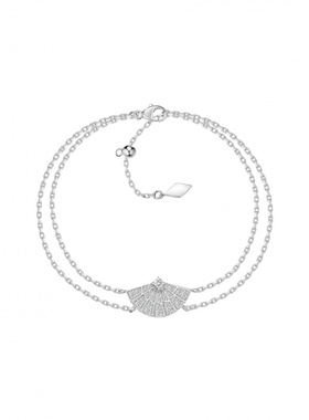 Witther小众设计满钻扇子双层手链轻奢高级感925银满镶扇形手饰女