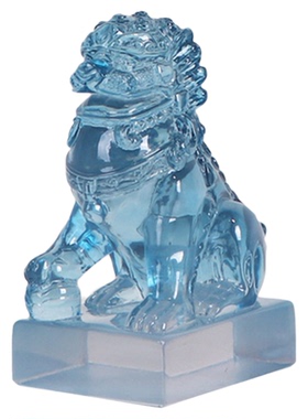 现代简约蓝水晶狮子镇宅摆件