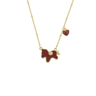 AJIDOU阿吉豆项链女款生肖马上有钱吊坠红色爱心锁骨链轻奢毛衣链