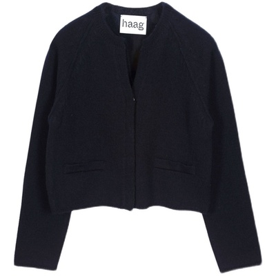 haag羊毛经典按扣编织开衫