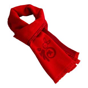 中老年人红色围巾老人马年中国红本命年爸爸妈妈爷爷奶奶男女冬季