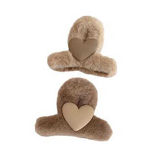 毛绒抓夹女发量少鲨鱼夹后脑勺盘发发夹2025新款中号夹子头饰发卡