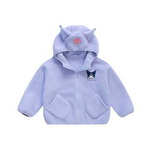 女童可爱兔毛毛衣羊羔绒外套春秋冬新款儿童洋气宝宝加绒加厚棉服