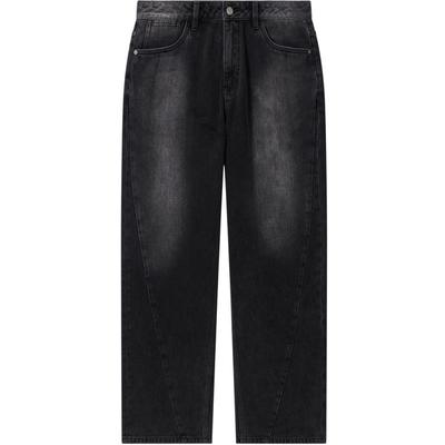 GXG男装 黑色渐变设计牛仔裤宽松直筒长裤男士裤子 2024秋季品