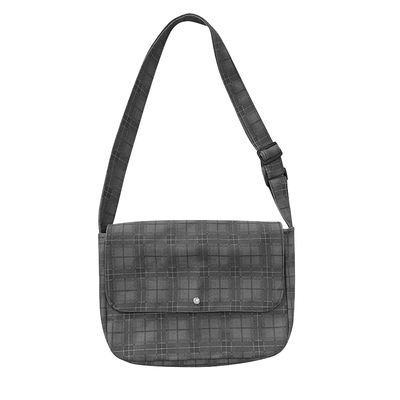 原创INS质感灰色格纹单肩斜挎包