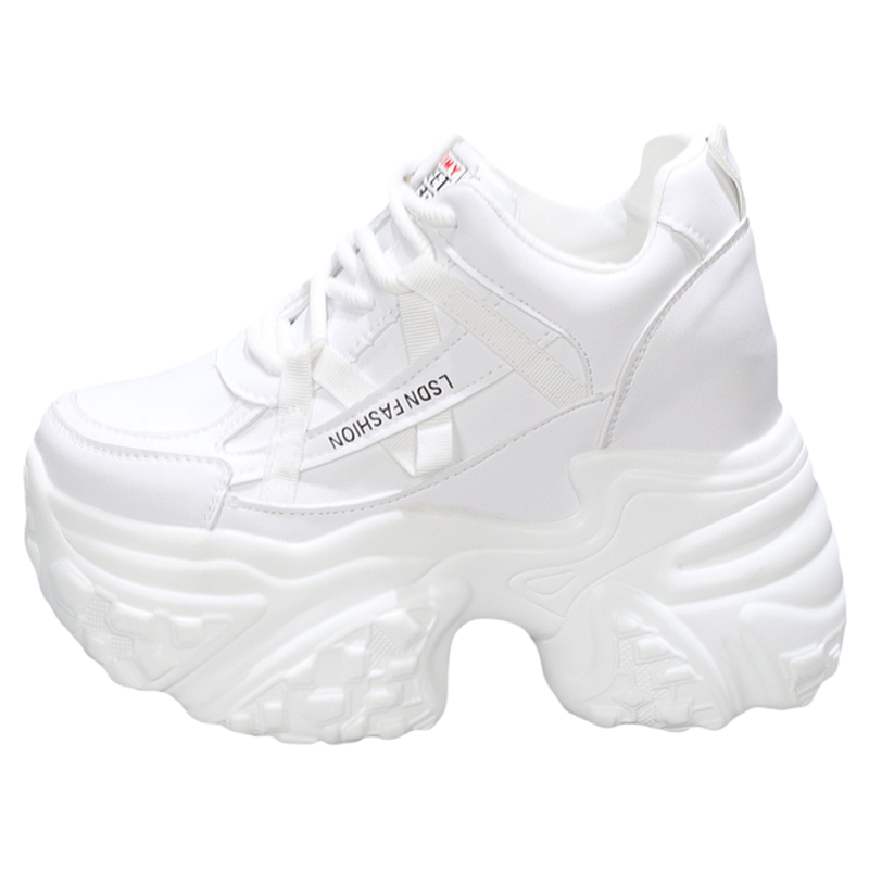 内增高14CM小白鞋超厚底12cm春季新款百搭休闲松糕老爹鞋女超高跟