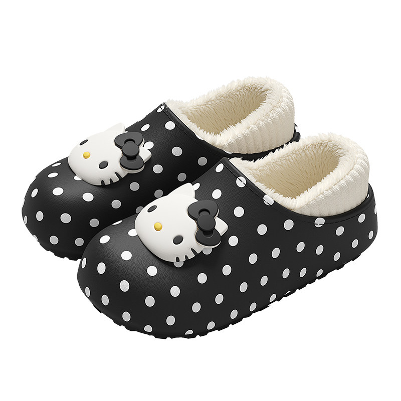 HelloKitty波点棉拖鞋女士冬季