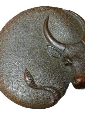 威弗列德实心铜卧牛扭转乾坤镇纸文镇笔架 中式铜虫茶宠