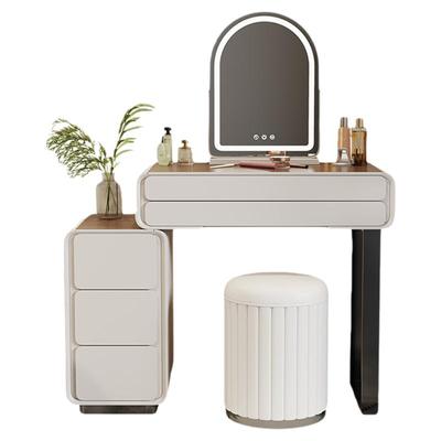 奶油风斗柜伸缩一体一体化妆桌