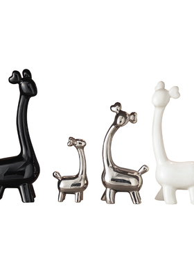 一家四口小鹿摆件轻奢酒柜装饰品