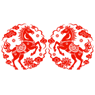 马年玻璃贴纸生肖马窗花马到成功静电贴窗贴年画2026新年春节水贴