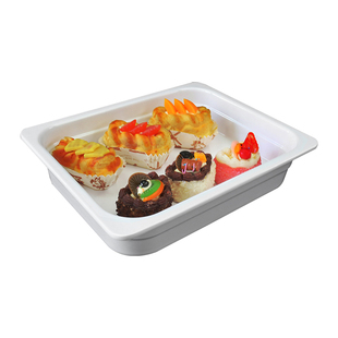 水果卤菜熟食盘自助餐凉菜盘商用密胺仿瓷盘白色长方形份数盆托盘