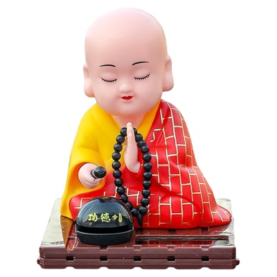 功德+1太阳能小和尚点头敲木鱼