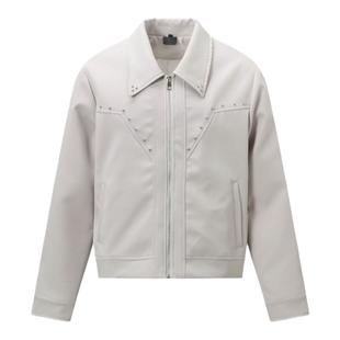 布老哥Blog春季立体剪裁铆钉夹克cleanfit短宽显高翻领外套W411