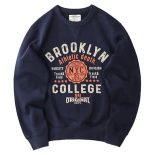 490G阿美咔叽外套秋冬重磅短款加厚印花字母磨毛美式复古圆领卫衣