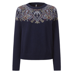 VGRASS维格娜丝春新款新中式芝麻点提花云肩长袖羊毛羊绒针织衫女