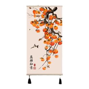 柿柿如意柿子工艺画装饰画电表箱遮丑布画电表盒壁画电闸箱挂画